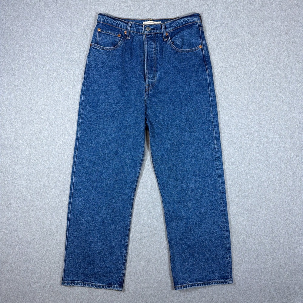 Levis Ribcage Straight Ankle Jeans Blue Button Fly High Rise 72693-0117 Size 31